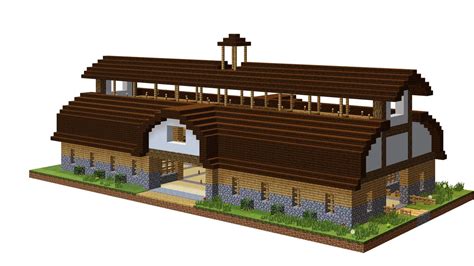 This library blueprint for Minecraft has a vintage look, thanks to the wooden block roof and stone construction, but its incredible size and thoughtful details make it quite impressive. . Minecraft barn blueprints